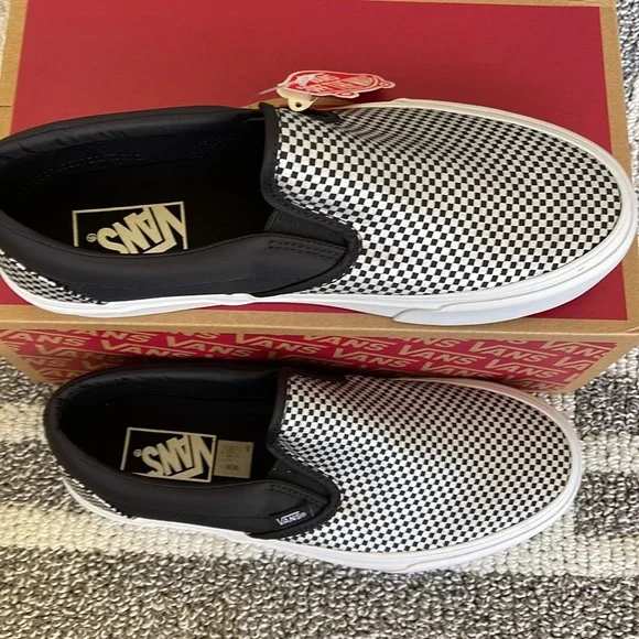 Vans Classic Slip-On Sparkle Check Black/True White WMNS sneakers-platforms - Picture 3 of 16